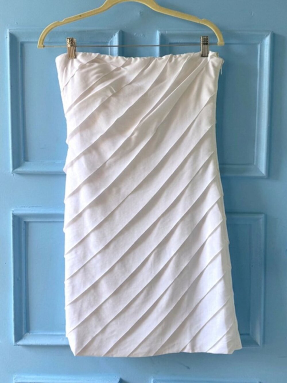Lucy & Co Dress M White Strapless Pleated Cocktail Bridal Stage Ready NWT